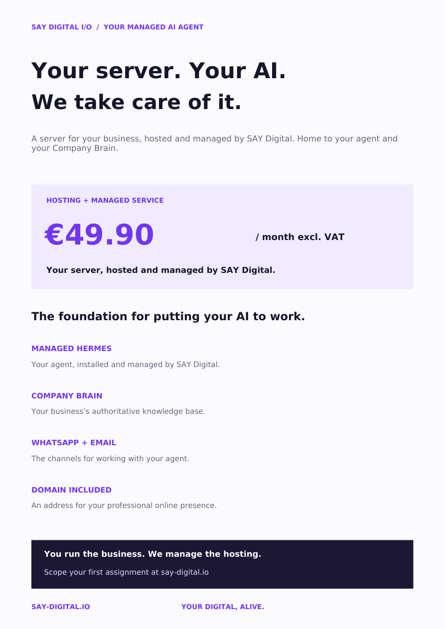 Your server. Your AI. We take care of it.